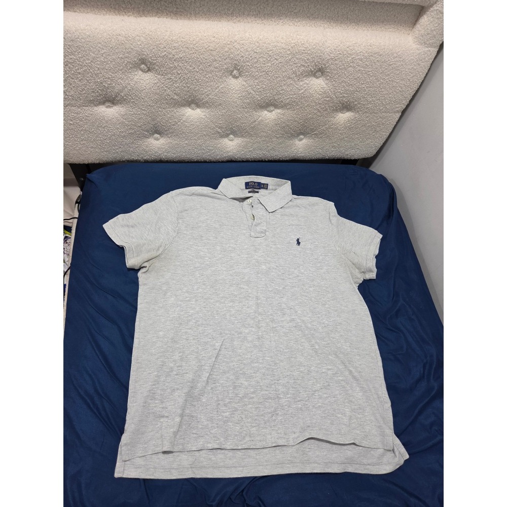 Polo Ralph Lauren Mens XL Custom Slim Fit Polo Shirt Gray Short Sleeve Cotton